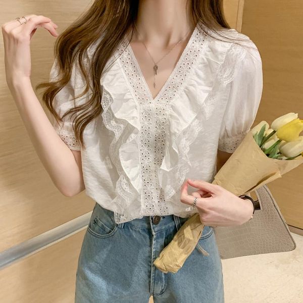 women slim lace ruffled v neck short sleeve white shirt summer womens and blouses women's & shirts
women slim lace ruffled v neck short sleeve white shirt summer womens and blouses women's & shirts