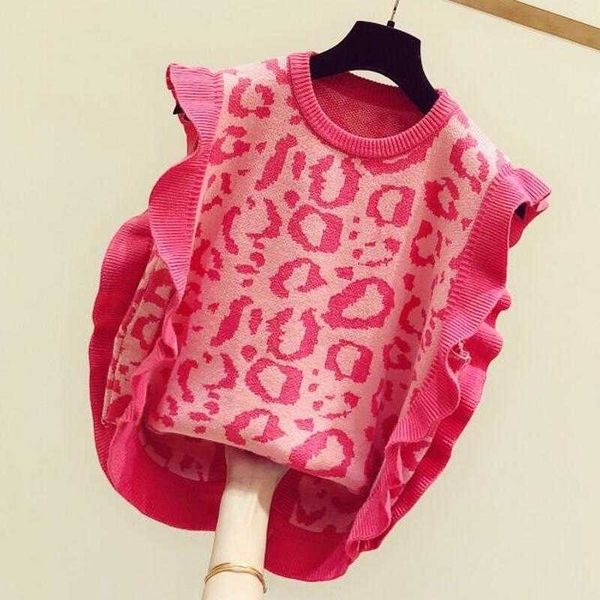 o-neck leopard pattern knitted sweater vest women loose sleeveless fashion short pullover female spring autumn 210601, Black;white
o-neck leopard pattern knitted sweater vest women loose sleeveless fashion short pullover female spring autumn 210601, Black;white