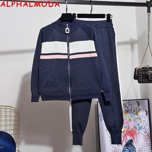 two piece dress alphalmoda 2021 contrast color striped women fashion knit cardigan sweater + pants 2pcs suit bright silk knitting clothes se, White
two piece dress alphalmoda 2021 contrast color striped women fashion knit cardigan sweater + pants 2pcs suit bright silk knitting clothes se, White