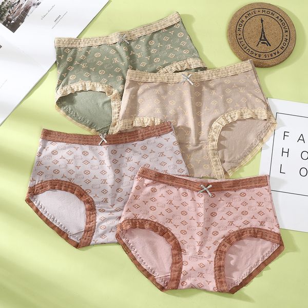 new modal girls' printed underwear bow lace high elastic mid waist cotton crotch women's briefs, Black;pink
new modal girls' printed underwear bow lace high elastic mid waist cotton crotch women's briefs, Black;pink