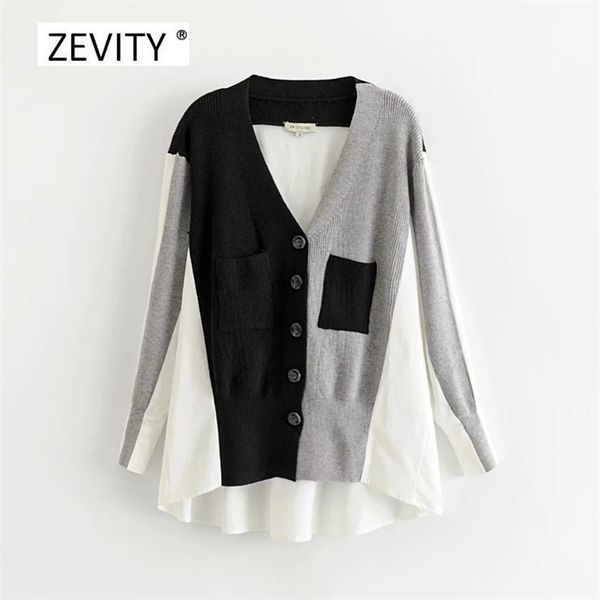 women vintage v neck patchwork hem irregular casual knitting sweater ladies long sleeve pocket patch chic cardigan s335 210420, White;black
women vintage v neck patchwork hem irregular casual knitting sweater ladies long sleeve pocket patch chic cardigan s335 210420, White;black