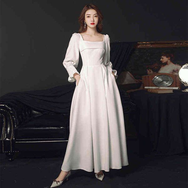 luxury party evening dress white evening 2021 summer style elegant french satin long sleeve long banquet, Black
luxury party evening dress white evening 2021 summer style elegant french satin long sleeve long banquet, Black