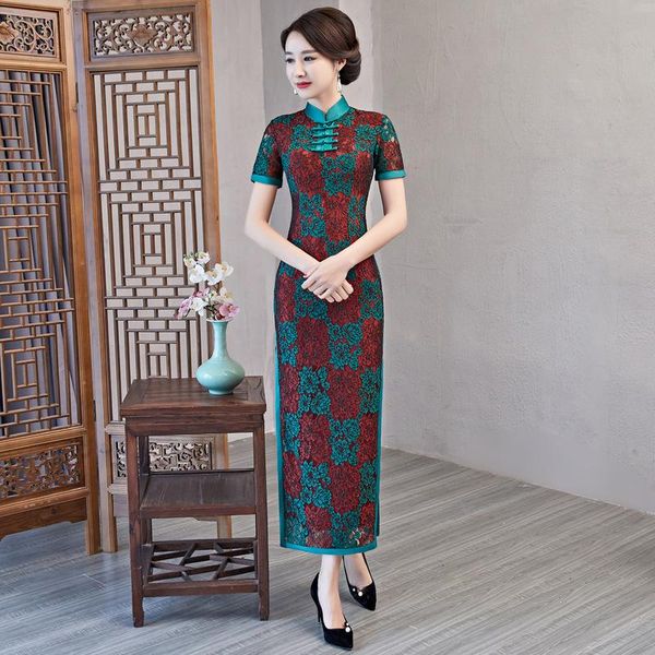 elegant plaid lace women cheongsam 2021 spring banquet straight qipao gown hight split mother wedding party chinese dress ethnic clothi, Red
elegant plaid lace women cheongsam 2021 spring banquet straight qipao gown hight split mother wedding party chinese dress ethnic clothi, Red