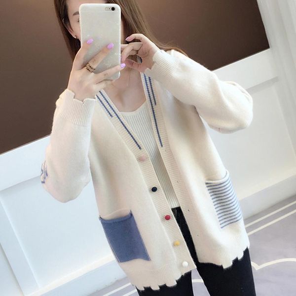 women's jackets korean loose jacket autumn and winter female long-sleeved cardigan sweet women knitted coat v-neck single breasted, Black;brown
women's jackets korean loose jacket autumn and winter female long-sleeved cardigan sweet women knitted coat v-neck single breasted, Black;brown