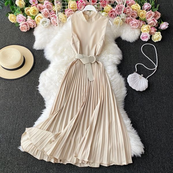 summer elegant solid color sleeveless vest dress office lady base pleated party for womens vestidos a-line midi belt 210420, Black;gray
summer elegant solid color sleeveless vest dress office lady base pleated party for womens vestidos a-line midi belt 210420, Black;gray