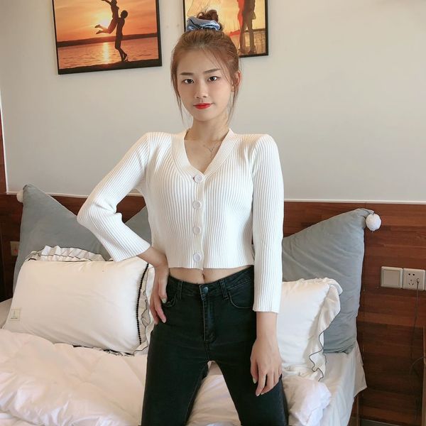 women's jackets cropped lady autumn women stretchable v neck long sleeve button up cardigan knitting crop short thick warm sweaters, Black;brown
women's jackets cropped lady autumn women stretchable v neck long sleeve button up cardigan knitting crop short thick warm sweaters, Black;brown