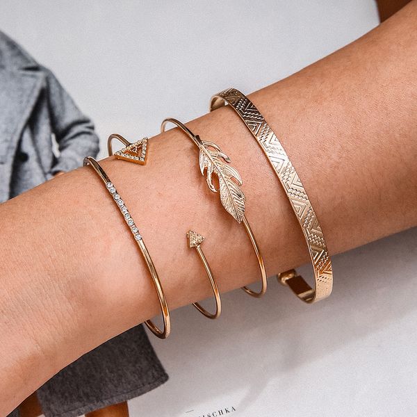 4 pcs/set punk gold bracelet set bohemian geometric bracelet set jewelry girl party gift, Black
4 pcs/set punk gold bracelet set bohemian geometric bracelet set jewelry girl party gift, Black