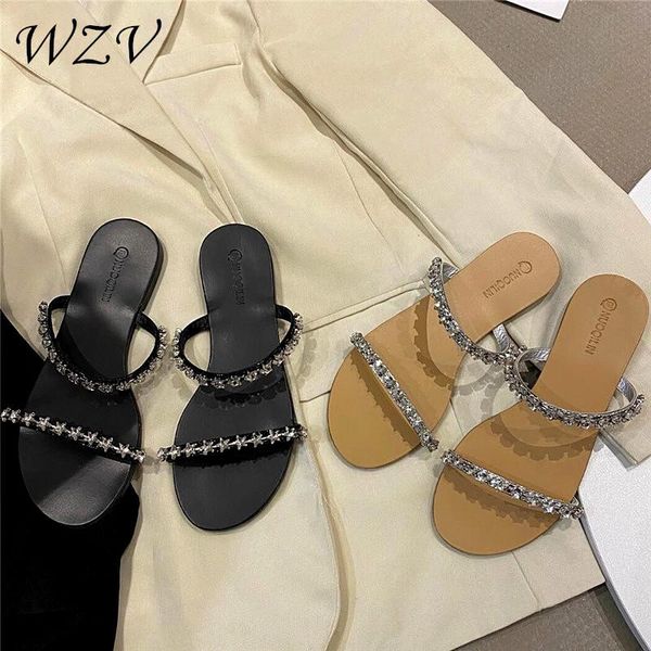women summer outdoor sandal crystal flats ladies sandals brand slippers elegant slides shoes s165, Black
women summer outdoor sandal crystal flats ladies sandals brand slippers elegant slides shoes s165, Black