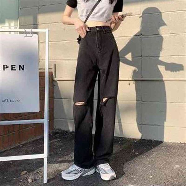 woman jeans ripped high waist clothes wide leg denim clothing streetwear vintage quality fashion harajuku straight pants, Blue
woman jeans ripped high waist clothes wide leg denim clothing streetwear vintage quality fashion harajuku straight pants, Blue