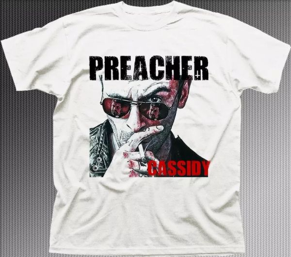Preacher Cassidy Vampire Jesse TV series white cotton t-shirt FN9267, White;black
Preacher Cassidy Vampire Jesse TV series white cotton t-shirt FN9267, White;black