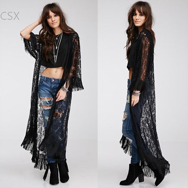 summer arrival long perspective womens sweater cardigan kimono loose tassels shawl beach black color blusas multi size 35, White;black
summer arrival long perspective womens sweater cardigan kimono loose tassels shawl beach black color blusas multi size 35, White;black