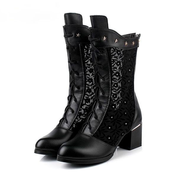 boots women summer spring genuine leather mesh plus size fashion high heels shoes, Black
boots women summer spring genuine leather mesh plus size fashion high heels shoes, Black