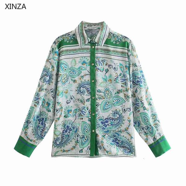 women's blouses & shirts women vintage floral print green shirt long sleeve side vents summer feminien fashion button up casual f, White
women's blouses & shirts women vintage floral print green shirt long sleeve side vents summer feminien fashion button up casual f, White