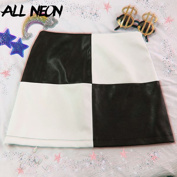 allneon vintage pu leather mini skirts patchwork black and white a-line short skirt fashion summer e-girl plaid skirt streetwear, Black;gray
allneon vintage pu leather mini skirts patchwork black and white a-line short skirt fashion summer e-girl plaid skirt streetwear, Black;gray