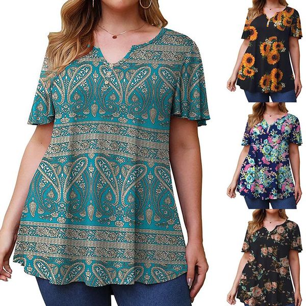 women's blouses & shirts 2021 summer floral print blouse women clothes v neck short sleeve office lady female casual plus size 5xl, White
women's blouses & shirts 2021 summer floral print blouse women clothes v neck short sleeve office lady female casual plus size 5xl, White
