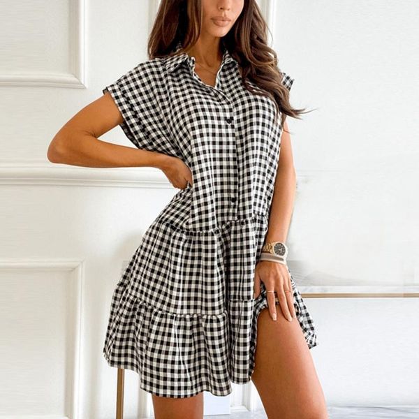 women elegant ruffles dress summer sundress casual short sleeve solid party vestido vintage plaid printing ruffle dresses femme, Black;gray
women elegant ruffles dress summer sundress casual short sleeve solid party vestido vintage plaid printing ruffle dresses femme, Black;gray