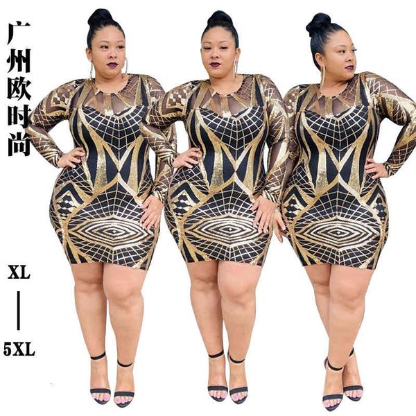 19502 nightclub tight sequin bead long sleeve large women's dress, Black