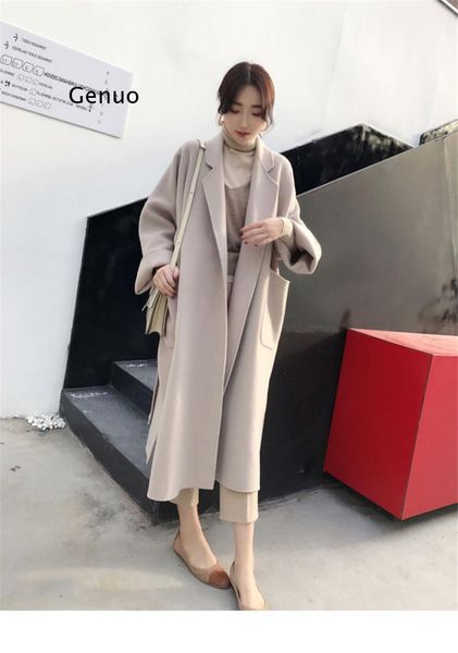 women's wool & blends turn-down full vintage faux office-lady women korean female coat ladies spring autumn outerwear thin coats, Black 
women's wool & blends turn-down full vintage faux office-lady women korean female coat ladies spring autumn outerwear thin coats, Black