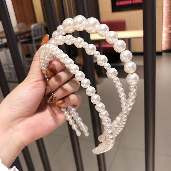 super fairy size pearl hairband elegant net red headdress temperament headband female versatile hair accessories, Silver
super fairy size pearl hairband elegant net red headdress temperament headband female versatile hair accessories, Silver
