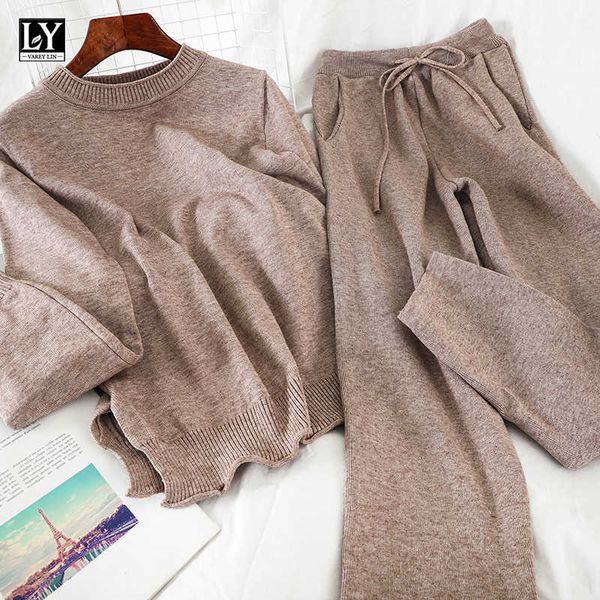 ly varey lin spring autumn women casual 2 piece set long sleeve knitted pullovers + elastic waist trousers solid 210526, White
ly varey lin spring autumn women casual 2 piece set long sleeve knitted pullovers + elastic waist trousers solid 210526, White