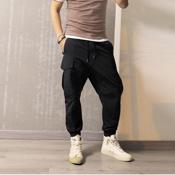 men's pants 2021 spring and summer style black overalls pocket elastic waist casual leggings k7025
men's pants 2021 spring and summer style black overalls pocket elastic waist casual leggings k7025