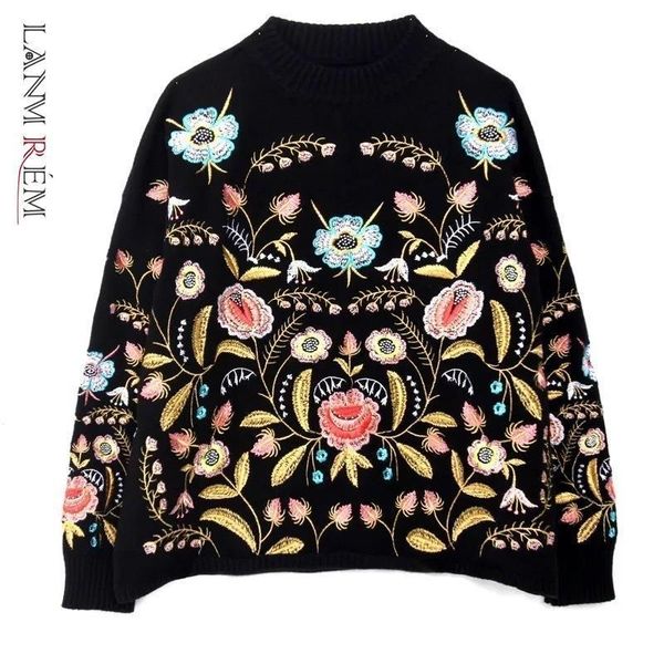 lanmrem round collar flowers women sweaters embroidery loose korean autumn long sleeve womans fashion sweater fa50001, White;black 
lanmrem round collar flowers women sweaters embroidery loose korean autumn long sleeve womans fashion sweater fa50001, White;black