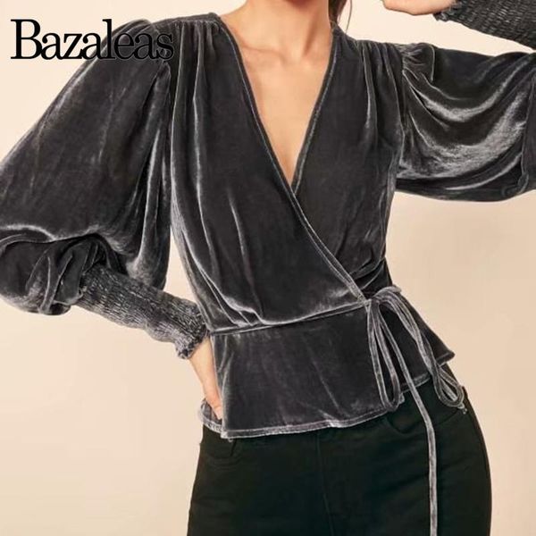 women's blouses & shirts bazaleas vintage wrap women blouse chic velvet grey blusas mujer de moda 2021 long sleeve, White
women's blouses & shirts bazaleas vintage wrap women blouse chic velvet grey blusas mujer de moda 2021 long sleeve, White