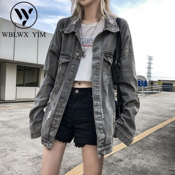 women's jackets spring autumn hip hop denim jacket womens fashion print loose harajuku jeans women streetwear casual coats, Black;brown 
women's jackets spring autumn hip hop denim jacket womens fashion print loose harajuku jeans women streetwear casual coats, Black;brown