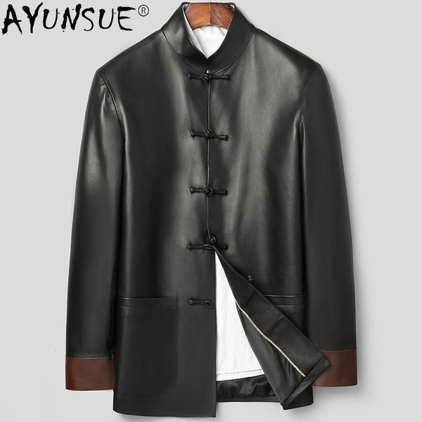 men's leather & faux ayunsue genuine jackets men suit autumn coat 100% sheepskin jacket stand-up collar chinese clothes ropa lxr349, Black 
men's leather & faux ayunsue genuine jackets men suit autumn coat 100% sheepskin jacket stand-up collar chinese clothes ropa lxr349, Black