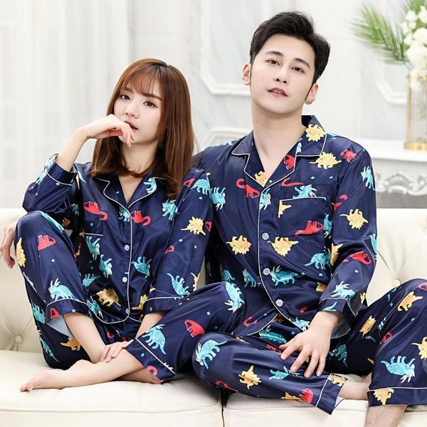 men's sleepwear printing matching pajamas couples long sleeved silk for women sleep pants mens set pijamas, Black;brown
men's sleepwear printing matching pajamas couples long sleeved silk for women sleep pants mens set pijamas, Black;brown