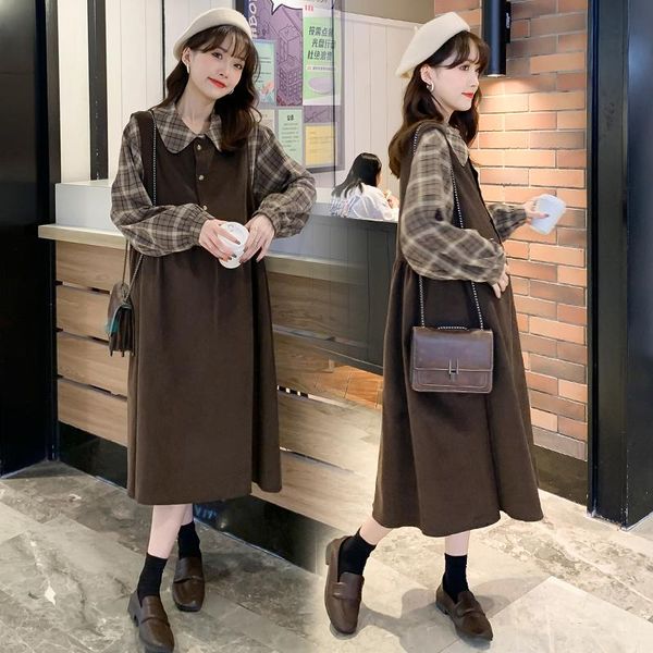 maternity dresses 1905 2pcs/set plaid long sleeve blouses vest dress sets korean fashion loose clothes for pregnant women chic ins suits, White
maternity dresses 1905 2pcs/set plaid long sleeve blouses vest dress sets korean fashion loose clothes for pregnant women chic ins suits, White