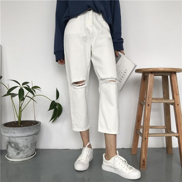 women's jeans pants thin section was summer nine points korean students loose hole straight 3udu, Blue
women's jeans pants thin section was summer nine points korean students loose hole straight 3udu, Blue