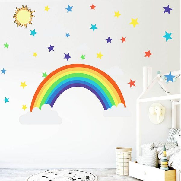 wall stickers cartoon rainbow stars sticker for kids rooms living room bedroom decoration wallpaper color mural child nurser 
wall stickers cartoon rainbow stars sticker for kids rooms living room bedroom decoration wallpaper color mural child nurser