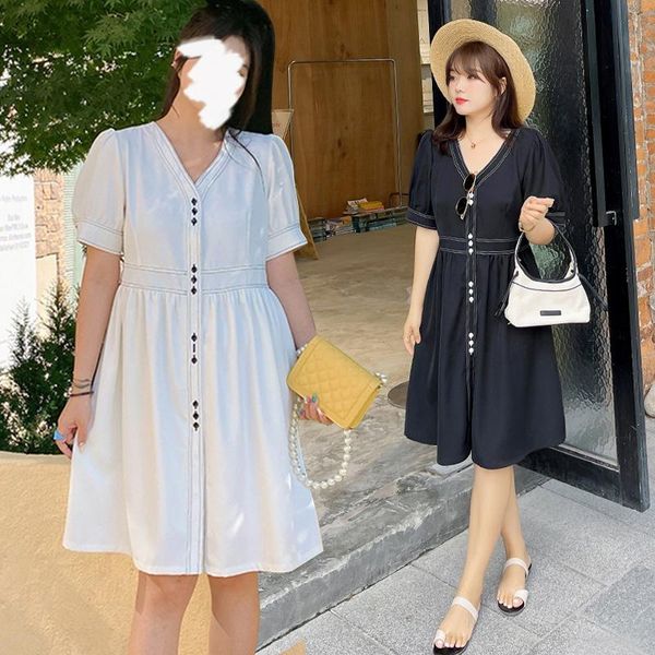 plus size dresses women's summer v-neck black hepburn style temperament high waist slim fit loose dress
plus size dresses women's summer v-neck black hepburn style temperament high waist slim fit loose dress