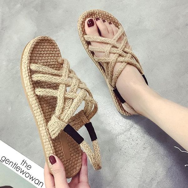 sandals summer gladiator women rope strap faux cane sole flat heel non slip bottom casual rome shoes ladies beach vacation, Black
sandals summer gladiator women rope strap faux cane sole flat heel non slip bottom casual rome shoes ladies beach vacation, Black