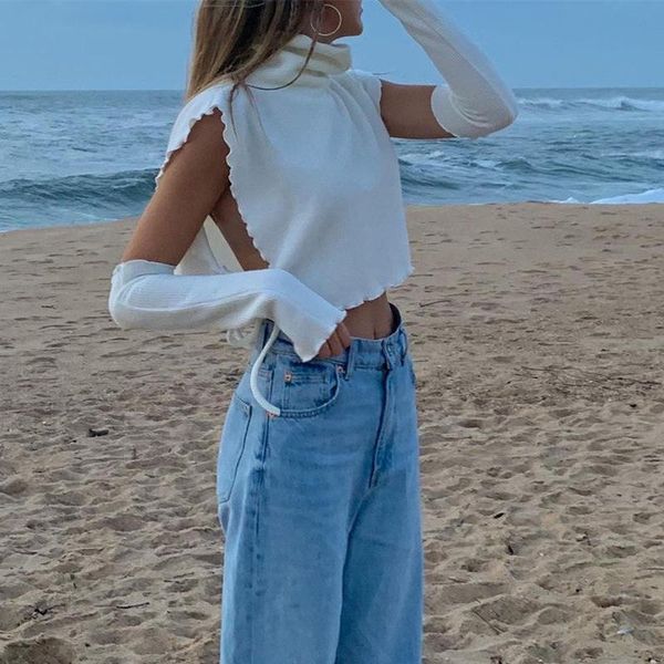 high neck t-shirt ribbed lace streetwear club fashion long-sleeved clothing cut out strapless white crop women's
high neck t-shirt ribbed lace streetwear club fashion long-sleeved clothing cut out strapless white crop women's
