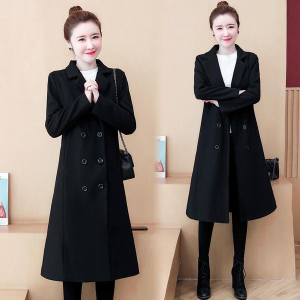 women's wool & blends korean black woolen coat women 2021 autumn winter plus size double breasted loose thicken solid mid-length outerw
women's wool & blends korean black woolen coat women 2021 autumn winter plus size double breasted loose thicken solid mid-length outerw