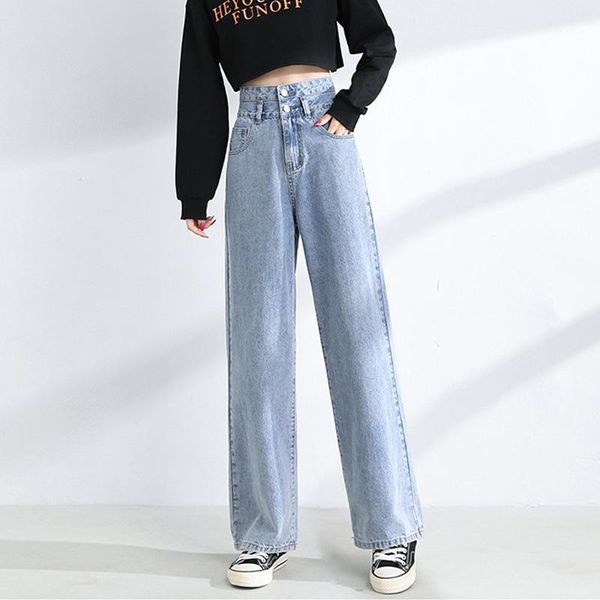 women's jeans loose straight women double breasted high waist street fashion retro clothing long style autumn, Blue
women's jeans loose straight women double breasted high waist street fashion retro clothing long style autumn, Blue