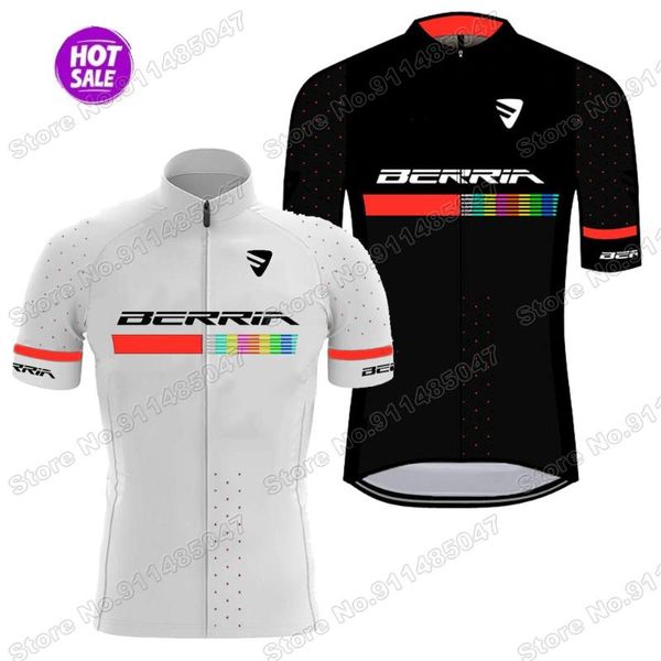 racing jackets berria team 2021 mens cycling jersey short sleeve summer clothing road bike shirt bicycle mtb wear uniform maillot, Black;red