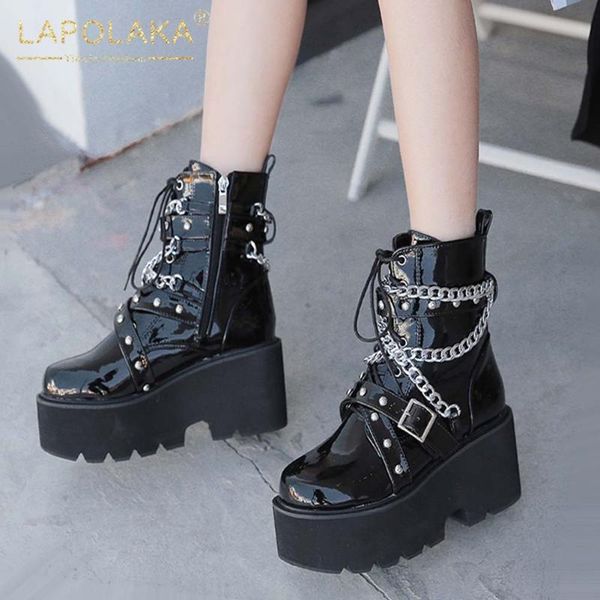 boots lapolaka 2021 design gothic woman shoes punk style patent pu chains rivet cool ins trendy boot ladies, Black
boots lapolaka 2021 design gothic woman shoes punk style patent pu chains rivet cool ins trendy boot ladies, Black