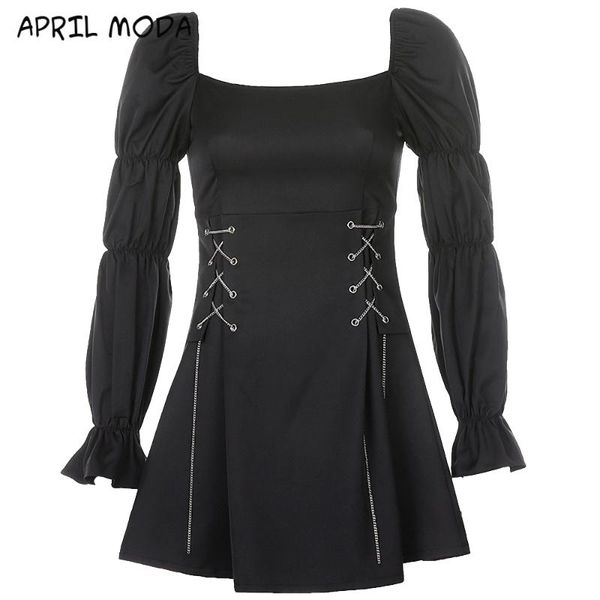 fashion vintage gothic style black dresses punk bandage puff sleeve pleated women dress patchwork square neck casual, Black;gray
fashion vintage gothic style black dresses punk bandage puff sleeve pleated women dress patchwork square neck casual, Black;gray