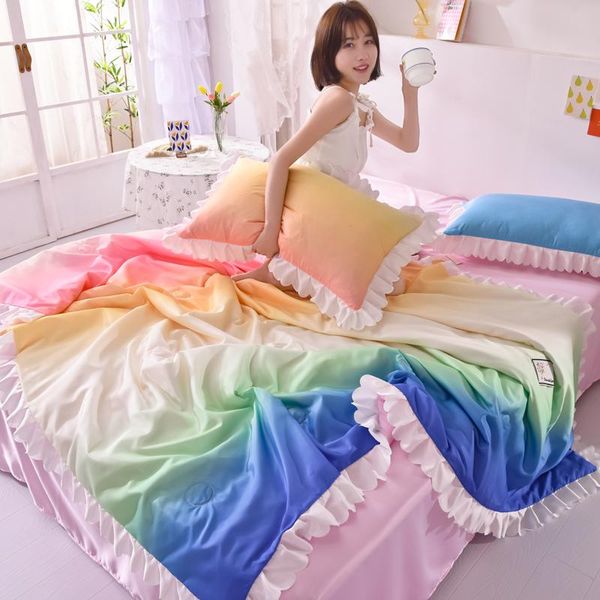 1pc colorful summer quilt or air condition comforter set washed silk imitation ruffles side gril blanket bedding home textile comforters & s
1pc colorful summer quilt or air condition comforter set washed silk imitation ruffles side gril blanket bedding home textile comforters & s