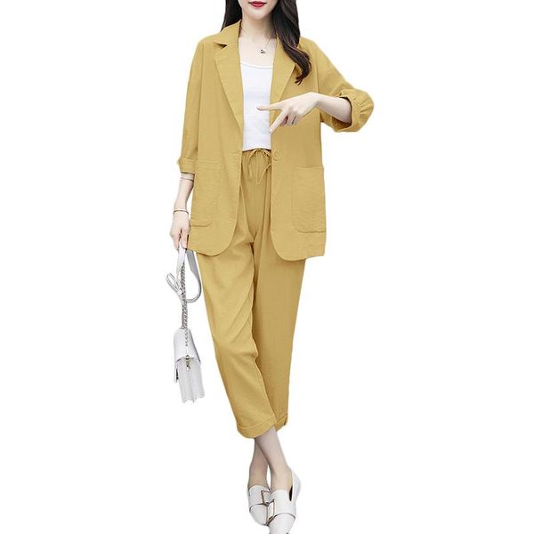 women's two piece pants spring 2021 women suit plus size three-quarter sleeve small suits nine-point two-piece female loose blazer sets, White
women's two piece pants spring 2021 women suit plus size three-quarter sleeve small suits nine-point two-piece female loose blazer sets, White