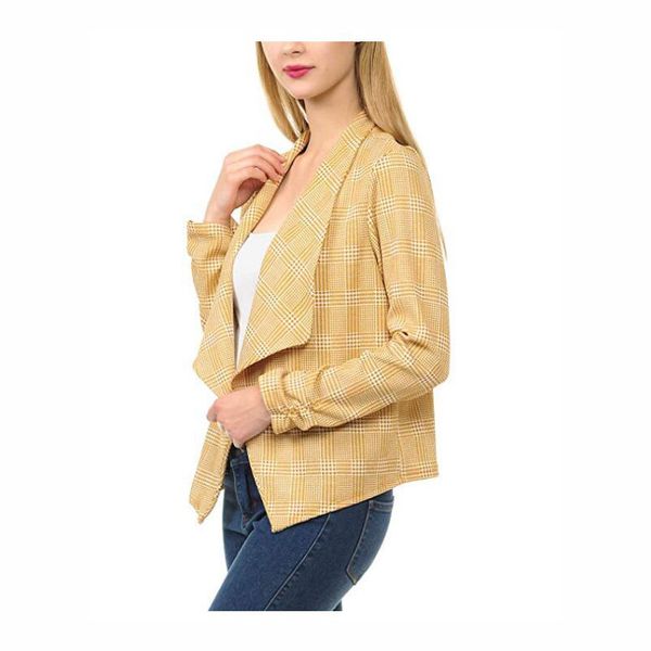 fashionable ladies suit 2021 casual blazer plaid pleated long sleeve small coat, White;black
fashionable ladies suit 2021 casual blazer plaid pleated long sleeve small coat, White;black