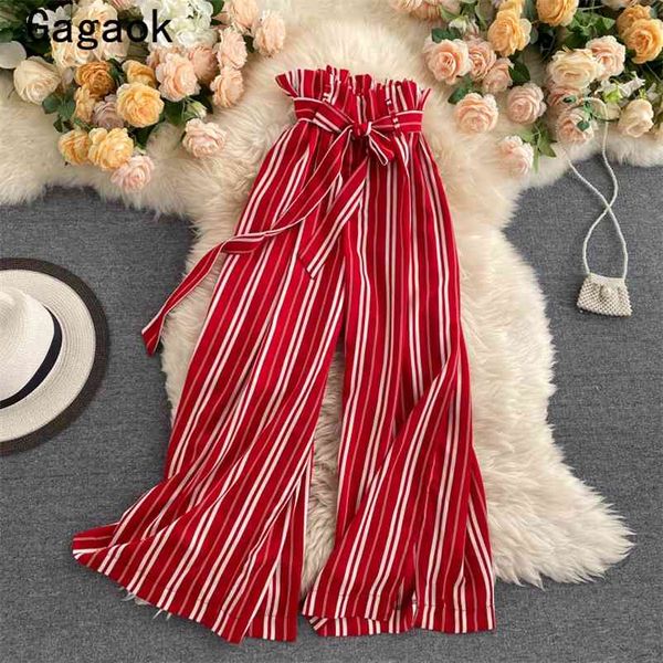 office lady pant women summer high straight sashes full length striped clothing loose casual chic wild pants 210531, Black;white
office lady pant women summer high straight sashes full length striped clothing loose casual chic wild pants 210531, Black;white