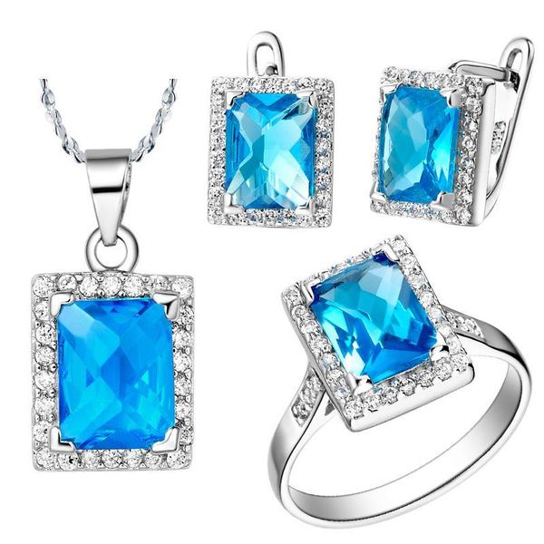 earrings & necklace design classy white gold necklace/ring/earrings blue squareness zircon jewelry sets for women wedding anniversary t008-6, Silver
earrings & necklace design classy white gold necklace/ring/earrings blue squareness zircon jewelry sets for women wedding anniversary t008-6, Silver