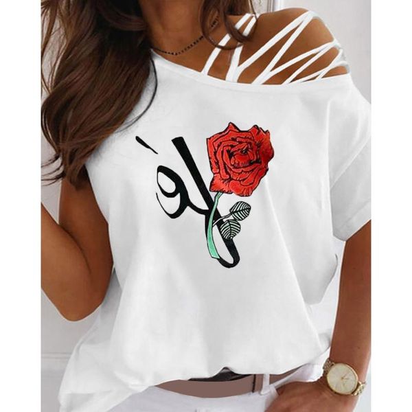 women's blouses & shirts summer women fashion rose print cutout strappy short sleeve shirt clothes streetwear hollow out bandage casual, White
women's blouses & shirts summer women fashion rose print cutout strappy short sleeve shirt clothes streetwear hollow out bandage casual, White