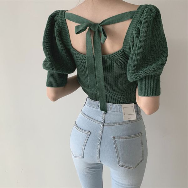 autumn summer knitwear solid sweaters women ol knitted crop puff sleeve hollow halter pullover sweater 210421, White;black
autumn summer knitwear solid sweaters women ol knitted crop puff sleeve hollow halter pullover sweater 210421, White;black