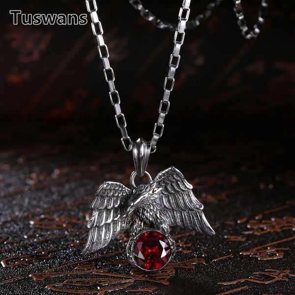 pendant necklaces punk style for men stainless steel titanium eagle shape pendants with red cubic zirconia, Silver
pendant necklaces punk style for men stainless steel titanium eagle shape pendants with red cubic zirconia, Silver