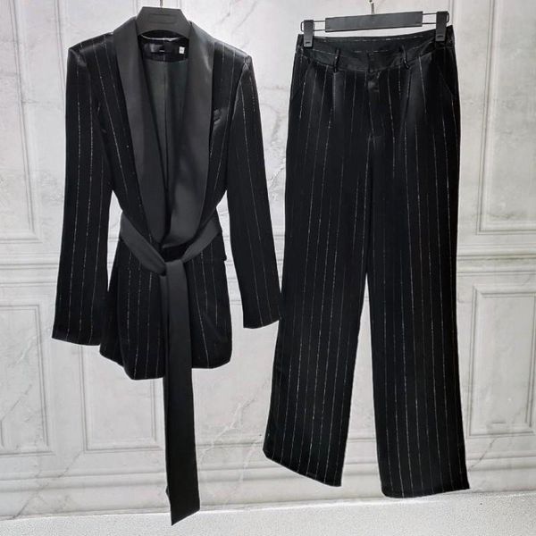 fashion office ladies 2pcs suits elegant long sleeve shawl collar belt blazer straight full length trousers women's two pie, White
fashion office ladies 2pcs suits elegant long sleeve shawl collar belt blazer straight full length trousers women's two pie, White